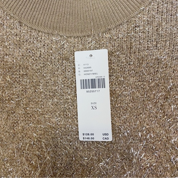 Anthropologie Maeve Violette Short-Sleeve Tinsel Sweater in Honey - Picture 6 of 6